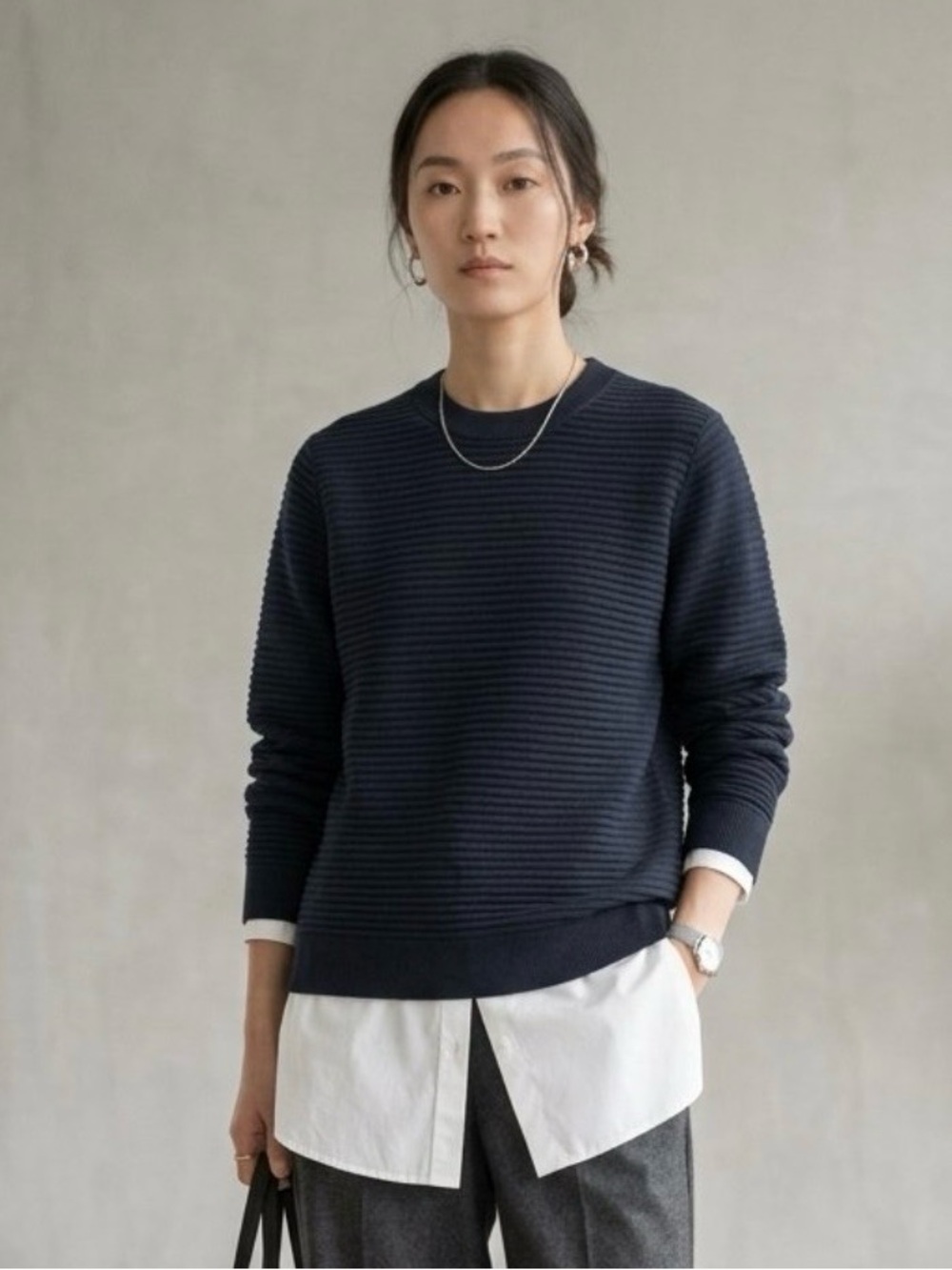 𝙲𝙾𝚂 Ribbed Crewneck Navy Blue Size XS